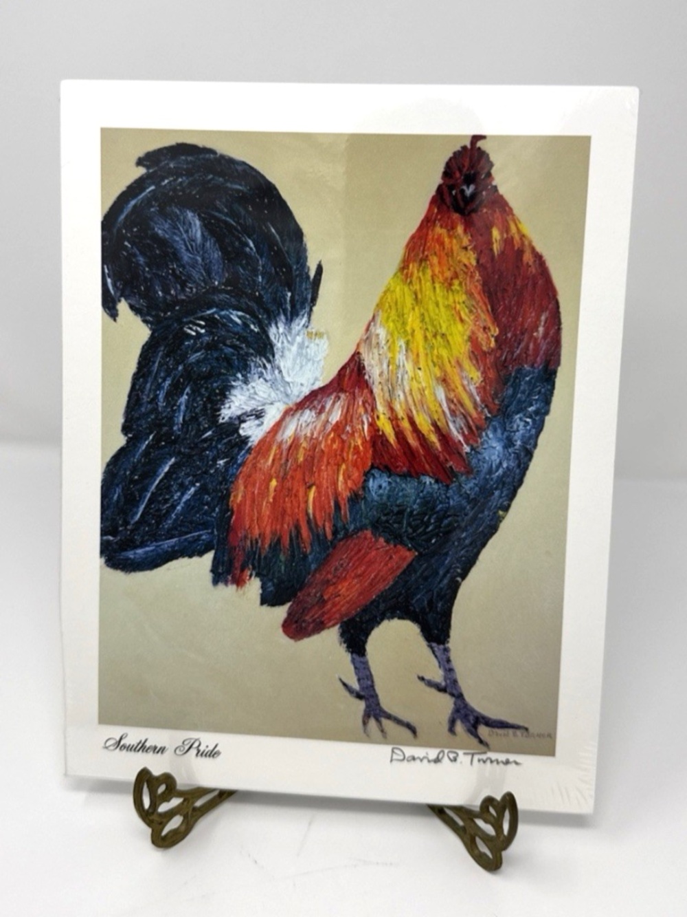 "Southern Pride" Rooster Poultry Chicken Art Print Signed by David Turner 9x11"